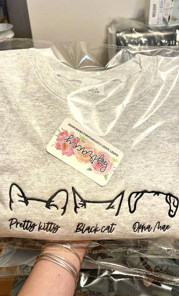 Custom Embroidered Pet Outline Crewneck Sweatshirt