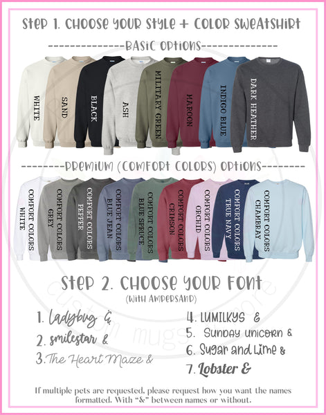 Custom Embroidered Pet Outline Crewneck Sweatshirt