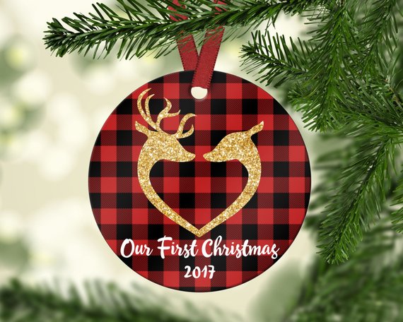 Our first Christmas Ornament. Deer Couple. Personalized