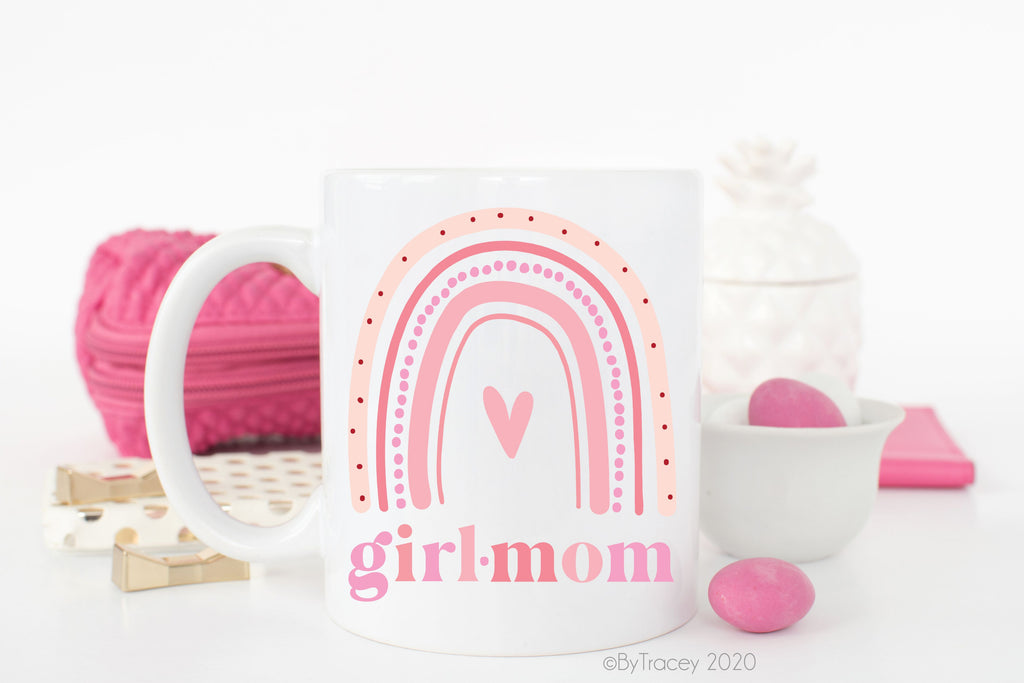 Girl Mom Rainbow Coffee Mug