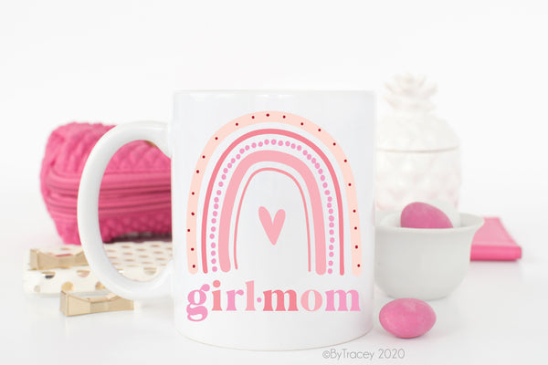 Girl Mom Rainbow Coffee Mug