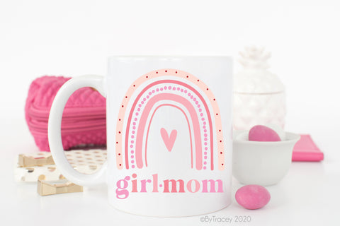 Girl Mom Rainbow Coffee Mug