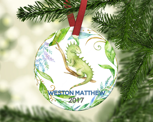 Kid's Christmas Ornament. Iguana. Personalized