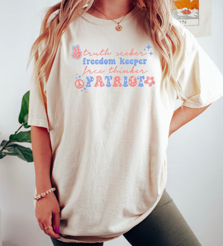 Truth Seeker, Freedom Keeper, Free Thinker PATRIOT Crewneck Tshirt