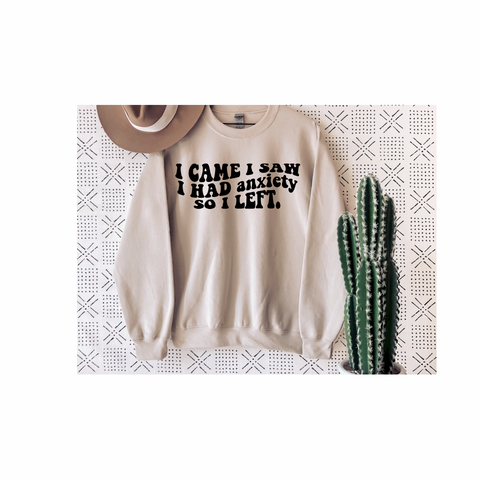 I came I Saw I Had Anxiety So I Left Crewneck Sweatshirt