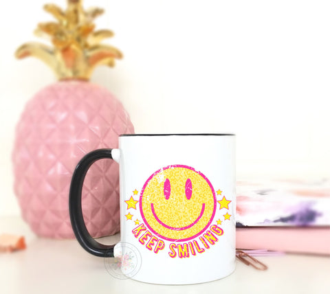 Keep Smiling Smiley Face Coffee Mug.inspirational quote/best friend gift/cute coffee mug/christmas gift/motivational quote/mug/coffee