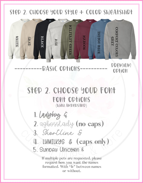 Custom Embroidered Pet Crewneck Sweatshirt, Custom Dog Shirt, Custom Cat Sweatshirt