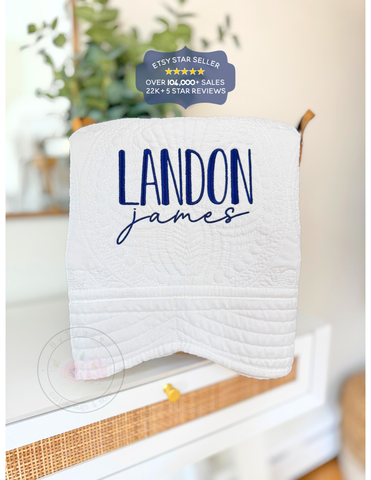 Personalized Embroidered Baby Blanket Custom Heirloom Quilt For Baby Showers, Newborns, Photoshoots Crib Blanket