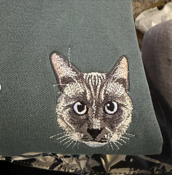 Custom Embroidered Pet Crewneck Sweatshirt, Custom Dog Shirt, Custom Cat Sweatshirt