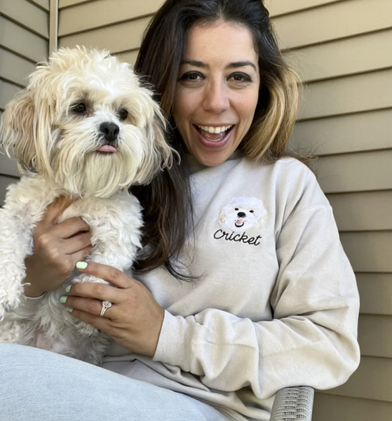 Custom Embroidered Pet Crewneck Sweatshirt, Custom Dog Shirt, Custom Cat Sweatshirt