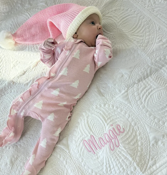 Personalized Embroidered Baby Blanket Custom Heirloom Quilt For Baby Showers, Newborns, Photoshoots Crib Blanket
