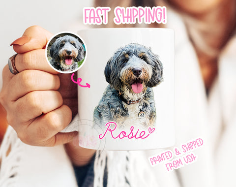 Custom Cartoon Pet Coffee Mug. Your Pet On A Coffee Mug