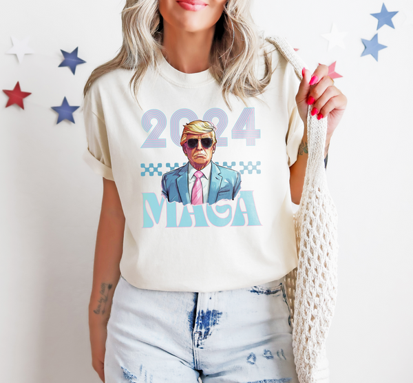 Trump 2024 MAGA Crewneck Tshirt, Trendy Conservative Women's Tshirt