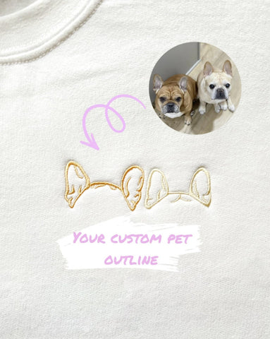 Custom Embroidered Pet Outline Crewneck Sweatshirt