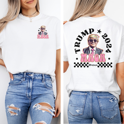 Trump 2024 Women's Tshirt. Girly MAGA Tshirt