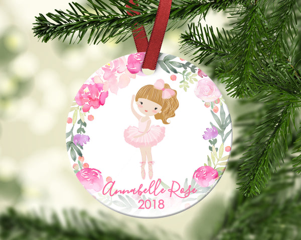 Girl's Christmas ornament. Ballerina. Personalized