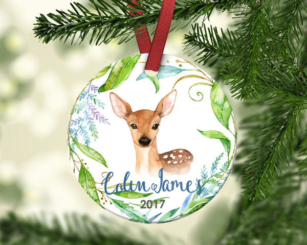 Boy's Christmas Ornament. Deer. Personalized