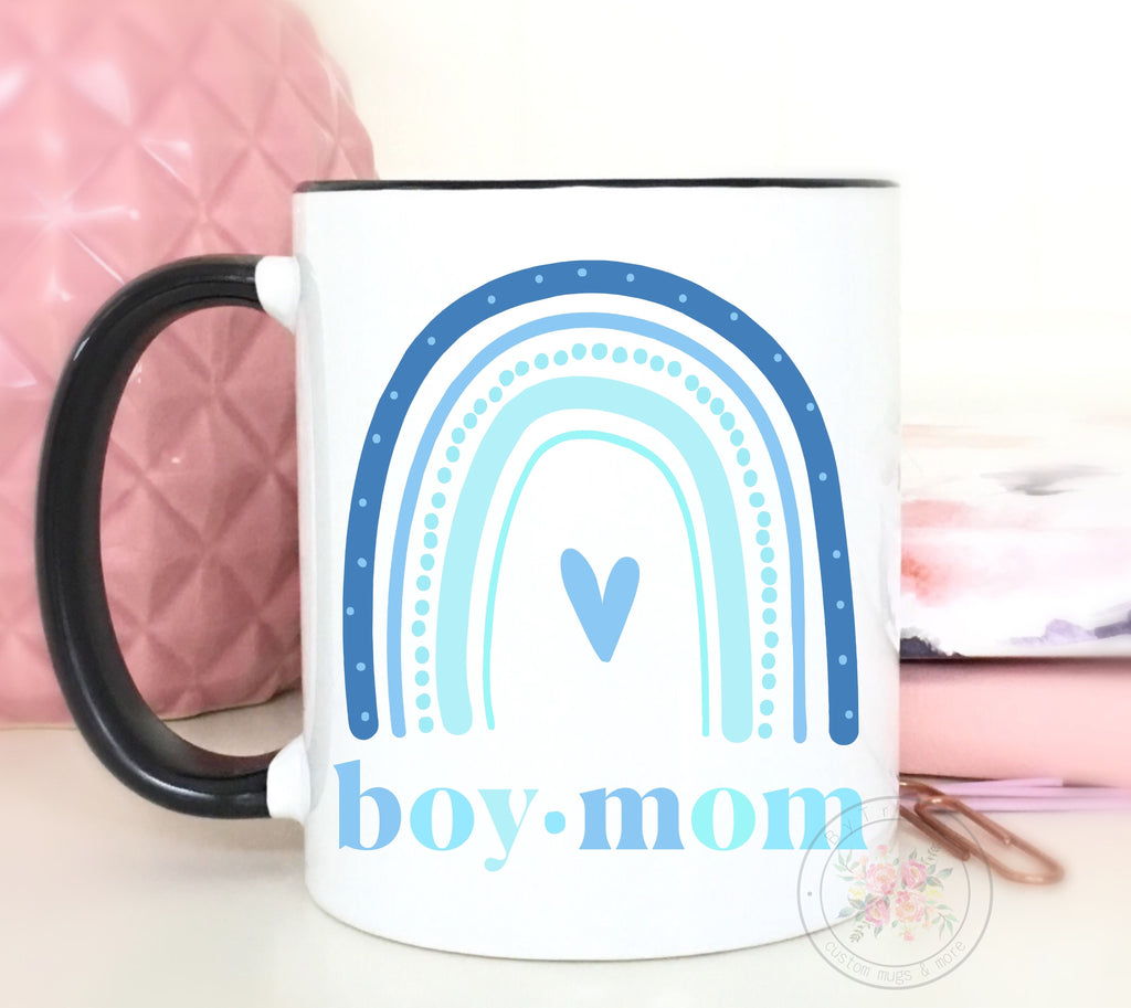 Boy Mom Rainbow Coffee Mug