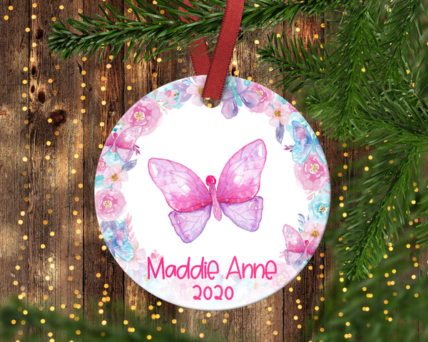 Girl's Butterfly Christmas ornament
