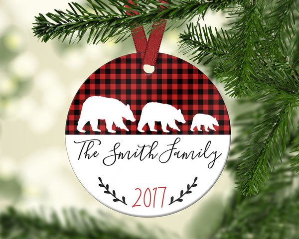Family Christmas Ornament. Bears. Personalized
