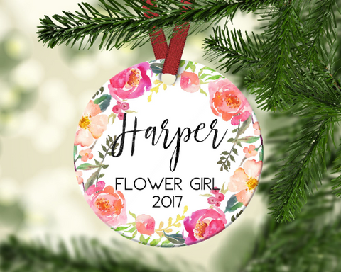 Flower Girl Christmas Ornament. Personalized