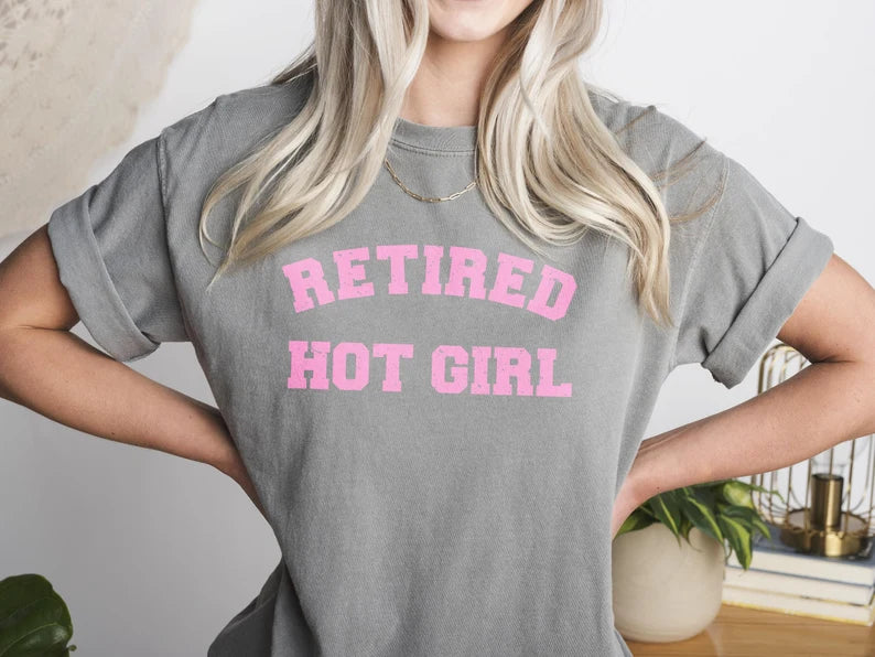 Retired Hot Girl Graphic Crewneck Tshirt