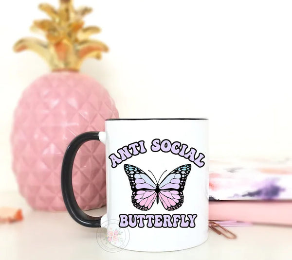 Anti Social Butterfly Coffee Mug. Cute Trendy Coffee Mug