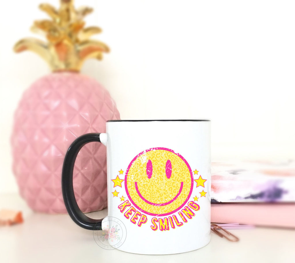 Keep Smiling Smiley Face Coffee Mug.inspirational quote/best friend gift/cute coffee mug/christmas gift/motivational quote/mug/coffee
