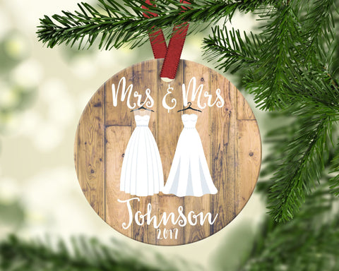 Mrs. & Mrs. Christmas Ornament. Personalized