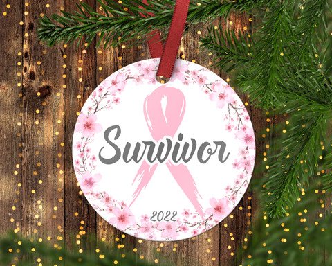 Breast Cancer Survivor Christmas Ornament. Breast Cancer Awareness.BCA.Pink Ribbon